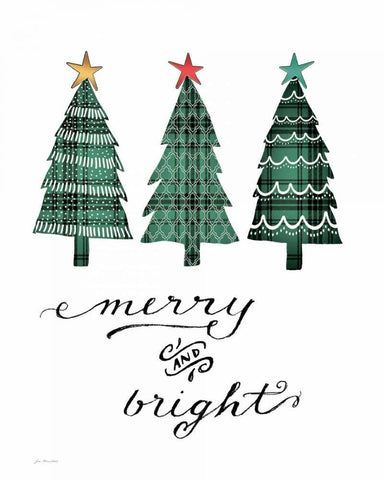 Merry and Bright White Modern Wood Framed Art Print with Double Matting by Moulton, Jo