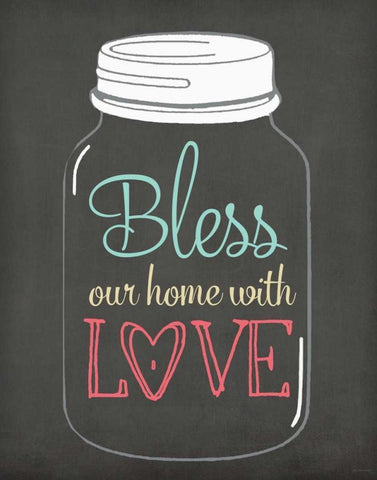 Bless Our Home White Modern Wood Framed Art Print with Double Matting by Moulton, Jo