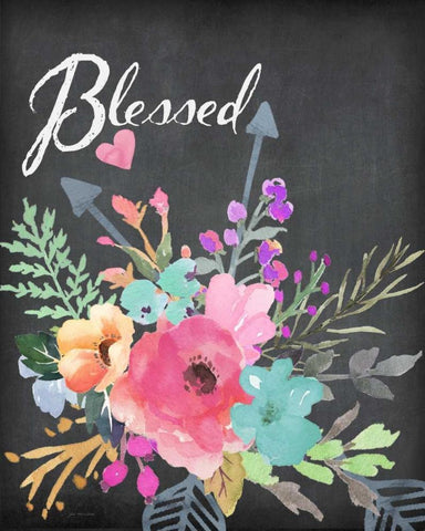 Blessed White Modern Wood Framed Art Print with Double Matting by Moulton, Jo