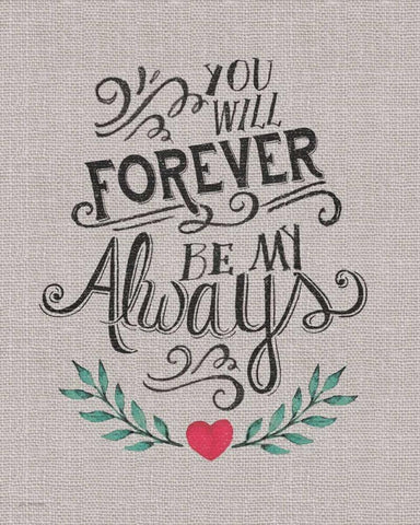 Forever My Always Black Ornate Wood Framed Art Print with Double Matting by Moulton, Jo