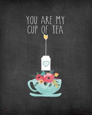 Cup of Tea Black Ornate Wood Framed Art Print with Double Matting by Moulton, Jo