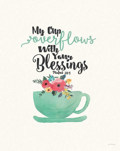 Cup of Blessings White Modern Wood Framed Art Print with Double Matting by Moulton, Jo