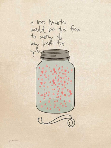 100 Hearts Black Ornate Wood Framed Art Print with Double Matting by Moulton, Jo