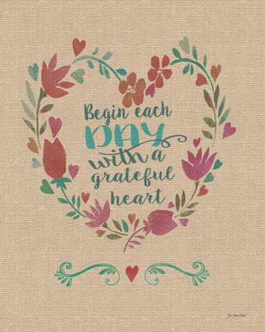 Grateful Heart White Modern Wood Framed Art Print with Double Matting by Moulton, Jo