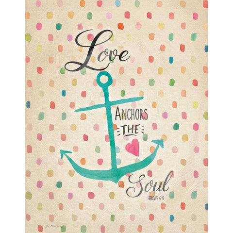 Love Anchors White Modern Wood Framed Art Print by Moulton, Jo