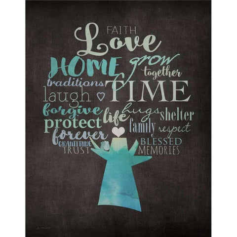 Family Tree Black Modern Wood Framed Art Print by Moulton, Jo