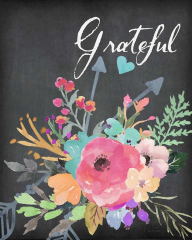 Grateful Floral White Modern Wood Framed Art Print with Double Matting by Moulton, Jo