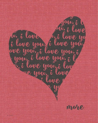 I Love You Heart Black Ornate Wood Framed Art Print with Double Matting by Moulton, Jo