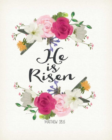 He Is Risen White Modern Wood Framed Art Print with Double Matting by Moulton, Jo