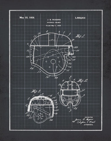 Football Helmet - Black White Modern Wood Framed Art Print with Double Matting by Moulton, Jo