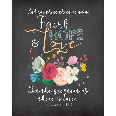 Faith, Hope and Love Gold Ornate Wood Framed Art Print with Double Matting by Moulton, Jo