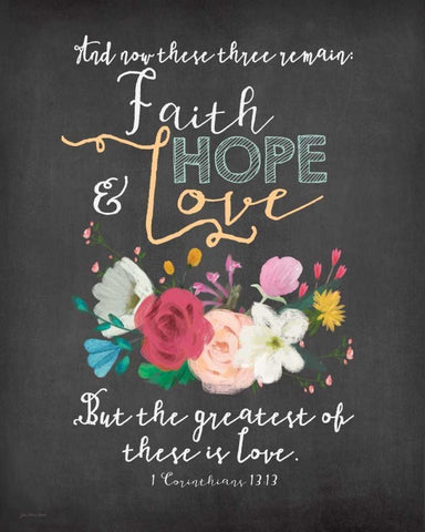 Faith, Hope and Love White Modern Wood Framed Art Print with Double Matting by Moulton, Jo