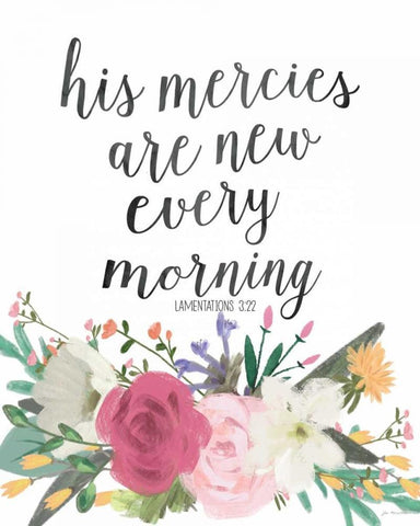 His Mercies White Modern Wood Framed Art Print with Double Matting by Moulton, Jo