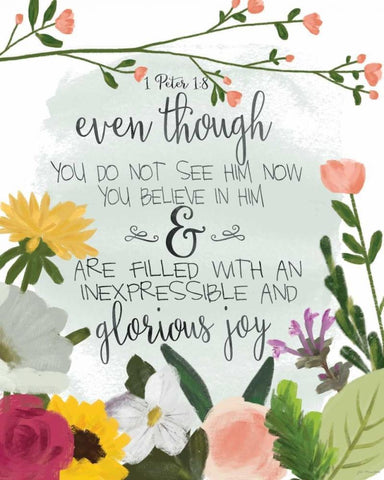 Glorious Joy White Modern Wood Framed Art Print with Double Matting by Moulton, Jo