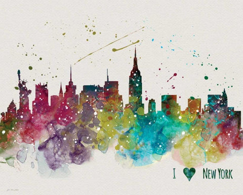 New York White Modern Wood Framed Art Print with Double Matting by Moulton, Jo