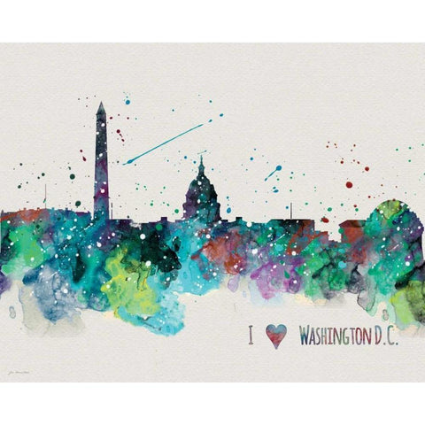 Washington DC Black Modern Wood Framed Art Print with Double Matting by Moulton, Jo