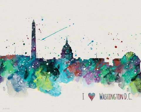 Washington DC Black Ornate Wood Framed Art Print with Double Matting by Moulton, Jo