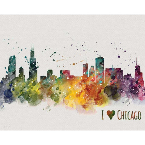 Chicago Black Modern Wood Framed Art Print with Double Matting by Moulton, Jo