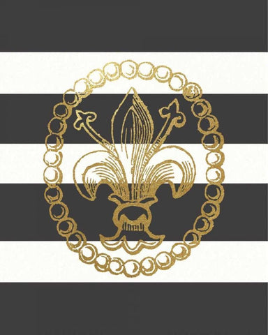 Fleur de Lis I Black Ornate Wood Framed Art Print with Double Matting by Moulton, Jo