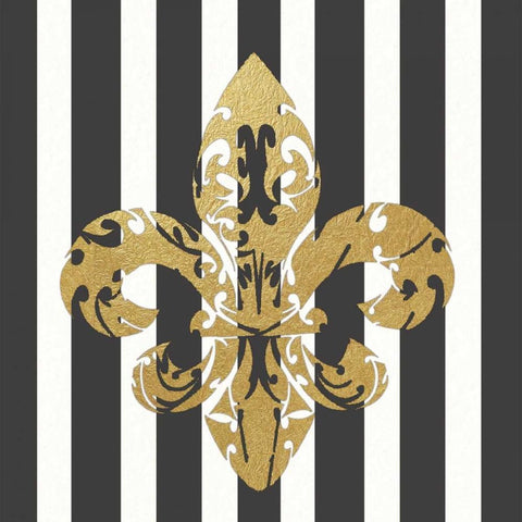 Fleur de Lis IV Black Modern Wood Framed Art Print with Double Matting by Moulton, Jo