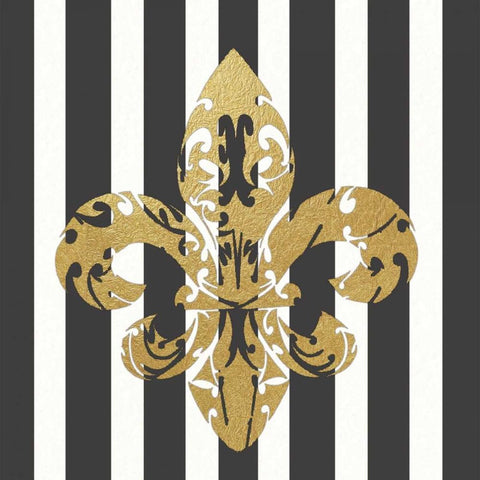 Fleur de Lis IV Black Ornate Wood Framed Art Print with Double Matting by Moulton, Jo