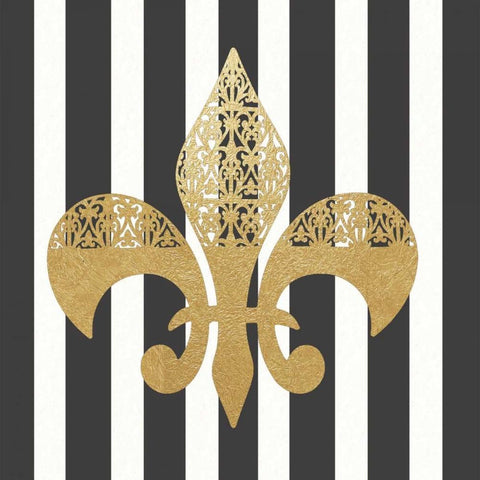 Fleur de Lis V Gold Ornate Wood Framed Art Print with Double Matting by Moulton, Jo