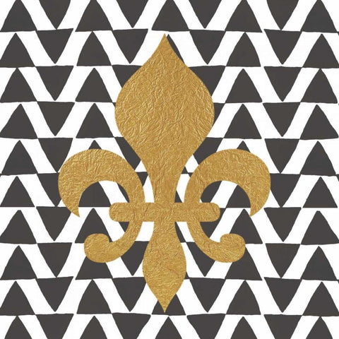 Fleur de Lis Triangles Black Modern Wood Framed Art Print with Double Matting by Moulton, Jo