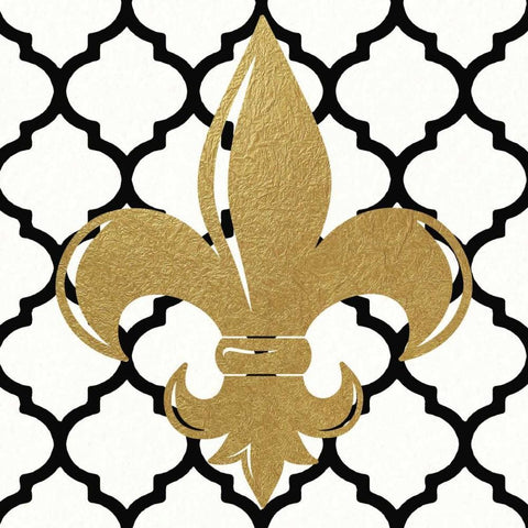 Fleur de Lis Quatrefoil White Modern Wood Framed Art Print by Moulton, Jo