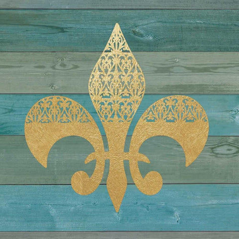 Reclaimed Wood Fleur de Lis Black Modern Wood Framed Art Print with Double Matting by Moulton, Jo