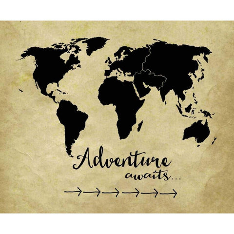 Adventure Awaits Parchment Gold Ornate Wood Framed Art Print with Double Matting by Moulton, Jo