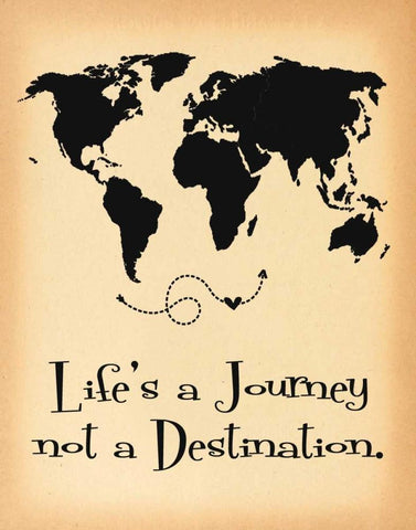 Lifes a Journey Parchment White Modern Wood Framed Art Print with Double Matting by Moulton, Jo