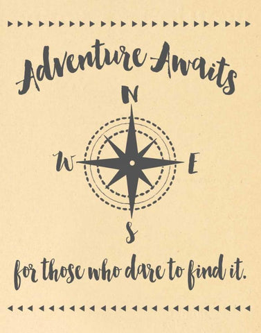 Adventure Awaits Black Ornate Wood Framed Art Print with Double Matting by Moulton, Jo