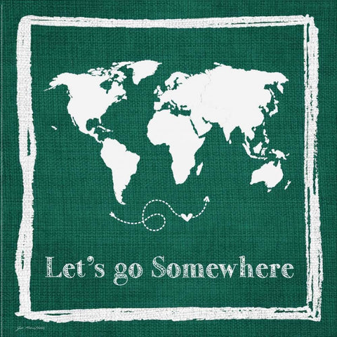 Lets Go Somewhere Gold Ornate Wood Framed Art Print with Double Matting by Moulton, Jo