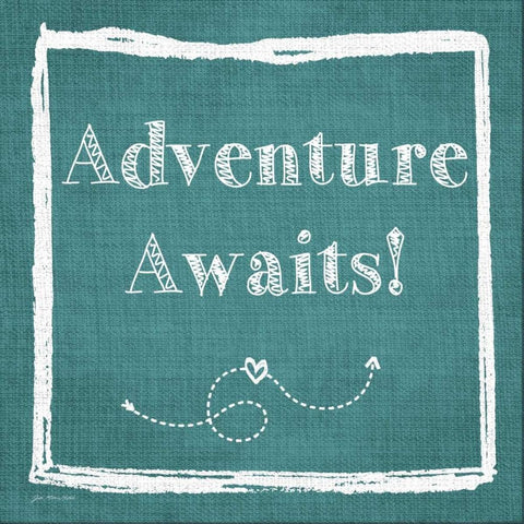Adventure Awaits White Modern Wood Framed Art Print with Double Matting by Moulton, Jo