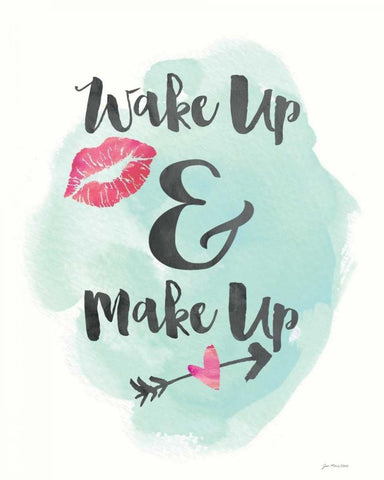 Wake Up, Make Up Black Ornate Wood Framed Art Print with Double Matting by Moulton, Jo