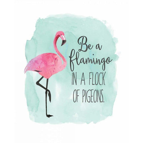 Be a Flamingo White Modern Wood Framed Art Print by Moulton, Jo