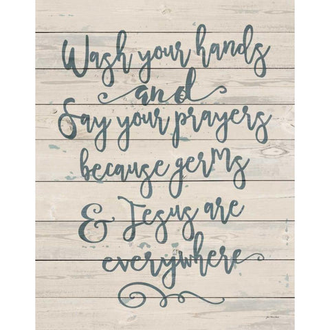 Germs and Jesus White Modern Wood Framed Art Print by Moulton, Jo