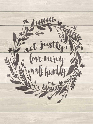 Act Justly Black Ornate Wood Framed Art Print with Double Matting by Moulton, Jo