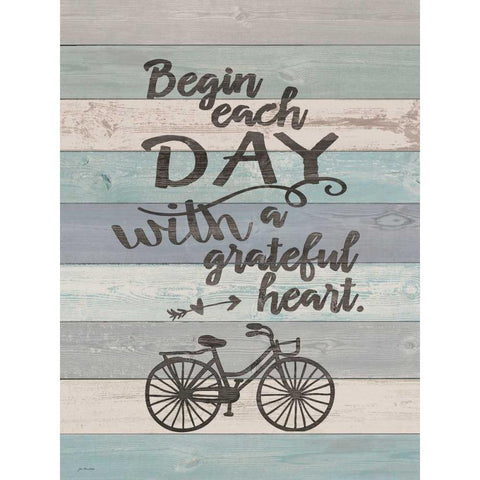Begin Each Day White Modern Wood Framed Art Print by Moulton, Jo