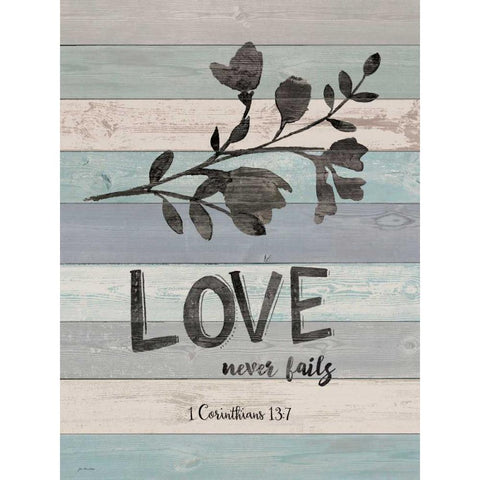 Love Never Fails White Modern Wood Framed Art Print by Moulton, Jo