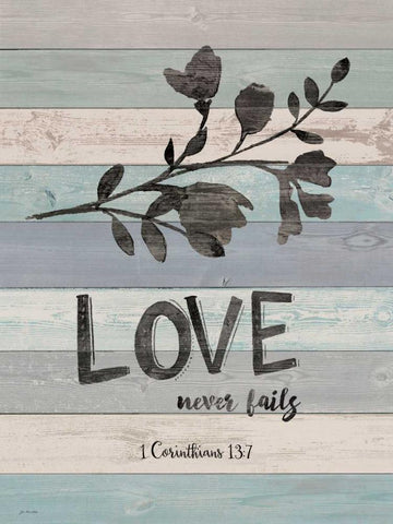 Love Never Fails Black Ornate Wood Framed Art Print with Double Matting by Moulton, Jo