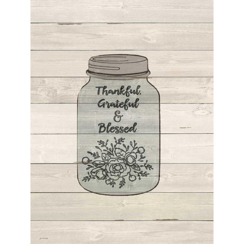 Thankful Black Modern Wood Framed Art Print with Double Matting by Moulton, Jo