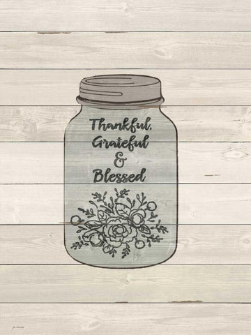 Thankful White Modern Wood Framed Art Print with Double Matting by Moulton, Jo