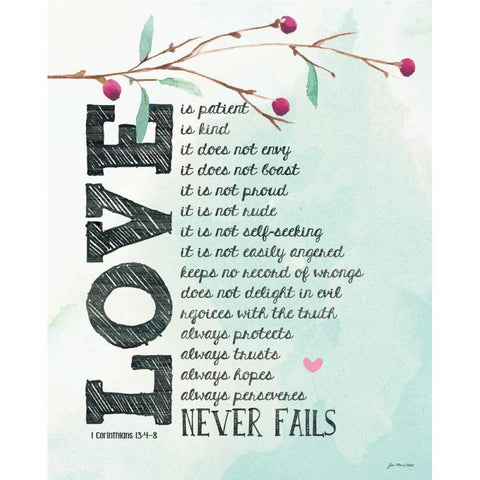 Love Never Fails Gold Ornate Wood Framed Art Print with Double Matting by Moulton, Jo