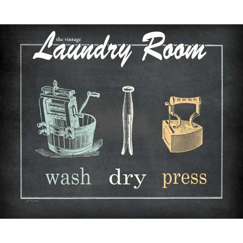 Vintage Laundry Black Modern Wood Framed Art Print by Moulton, Jo