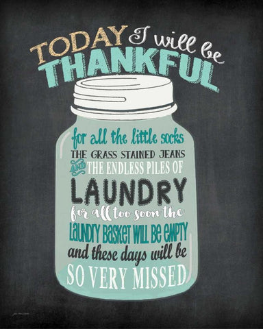 Laundry Jar Thankful White Modern Wood Framed Art Print with Double Matting by Moulton, Jo