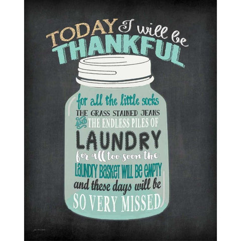 Laundry Jar Thankful White Modern Wood Framed Art Print by Moulton, Jo