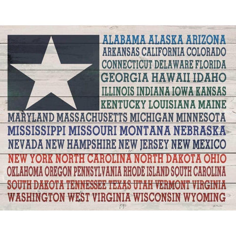 All the States Black Modern Wood Framed Art Print with Double Matting by Moulton, Jo