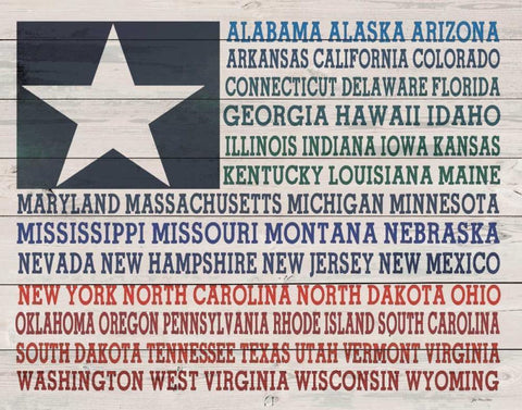 All the States White Modern Wood Framed Art Print with Double Matting by Moulton, Jo