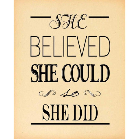She Believed Beige White Modern Wood Framed Art Print by Moulton, Jo